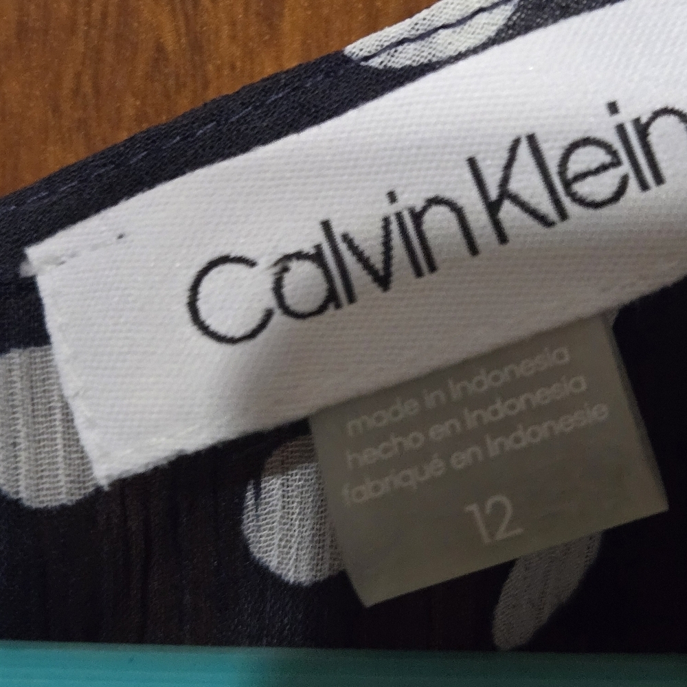 Calvin Klein Navy Polka Dot High Low Wrap Dress - Picture 4 of 5